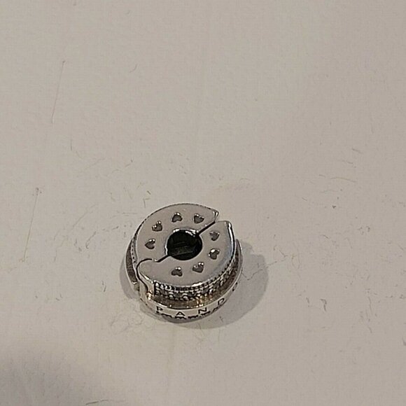 Pair of Auth PANDORA Sterling Silver Sparkling Pavé Lines & Logo Clip 799042C01 - Picture 7 of 12